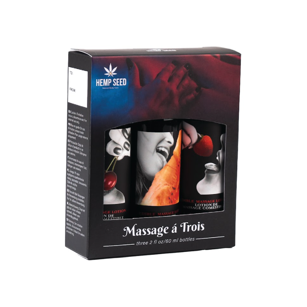 Coffret Cadeau de Lotion de Massage Comestible Massage-a-trois