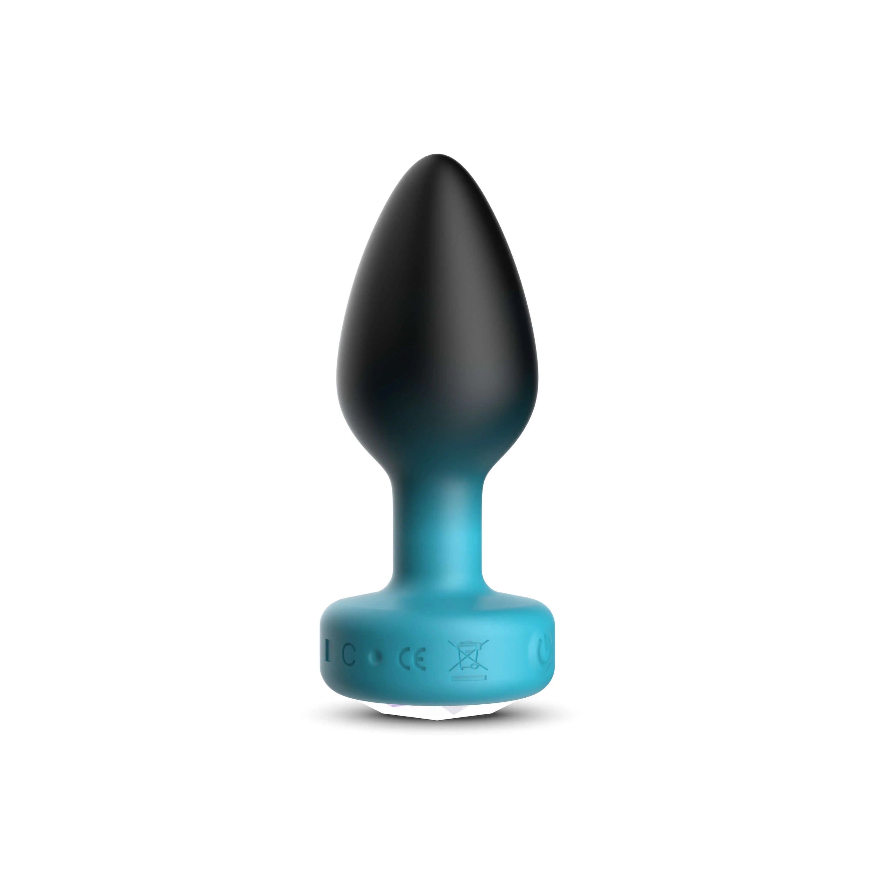 TEAL Ombre - MEDIUM Cheeky Charms Eluxe Vibrating  Plug With Remote - Clear Gem