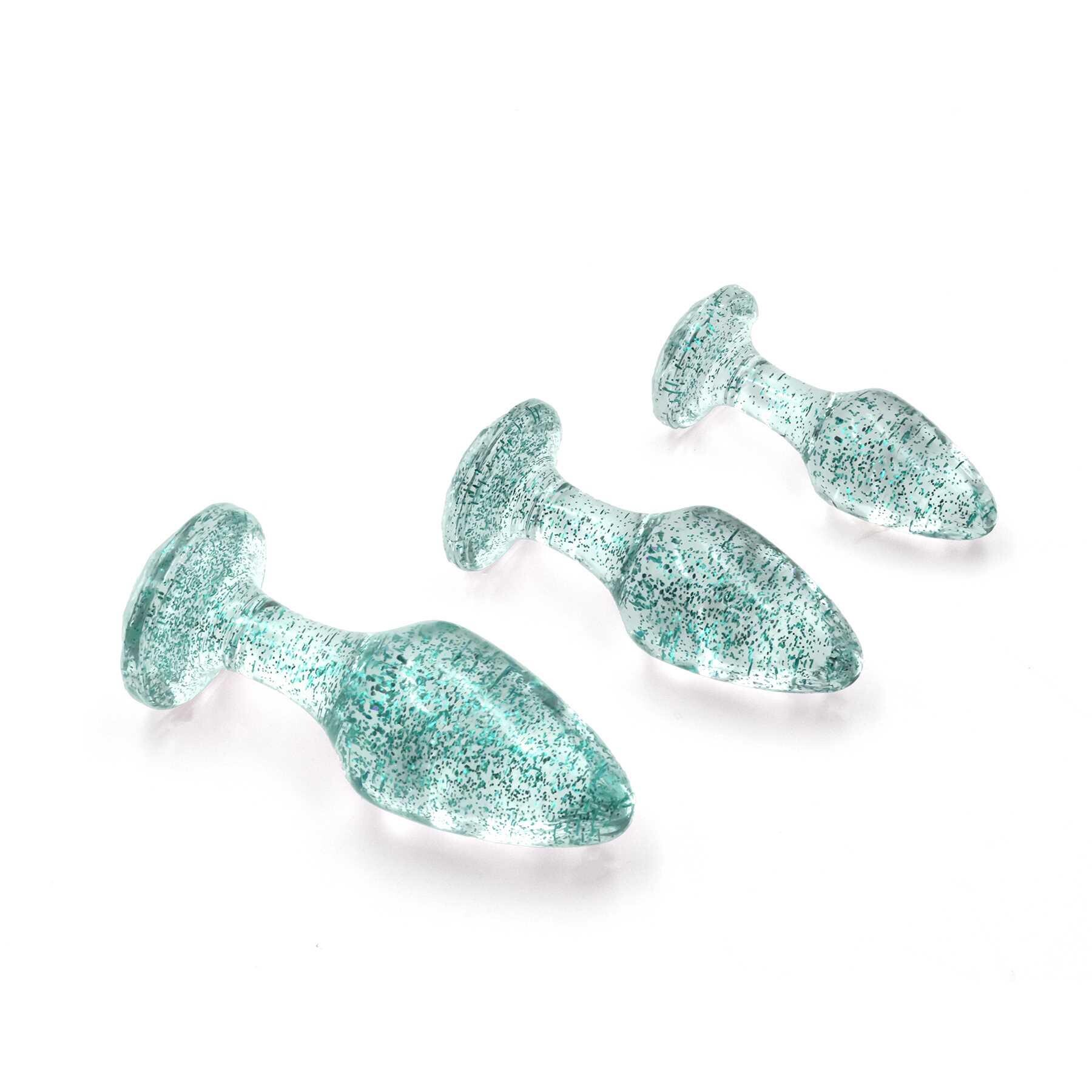 Adam & Eve Glitter Gem Butt Plug Set Blue