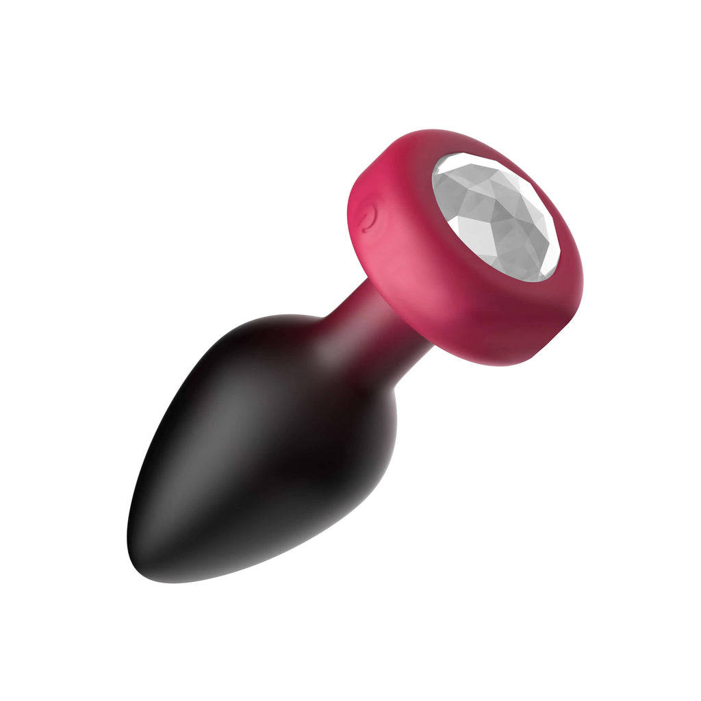 RUBY Ombre - MEDIUM Cheeky Charms Eluxe Vibrating  Plug With Remote - Clear Gem