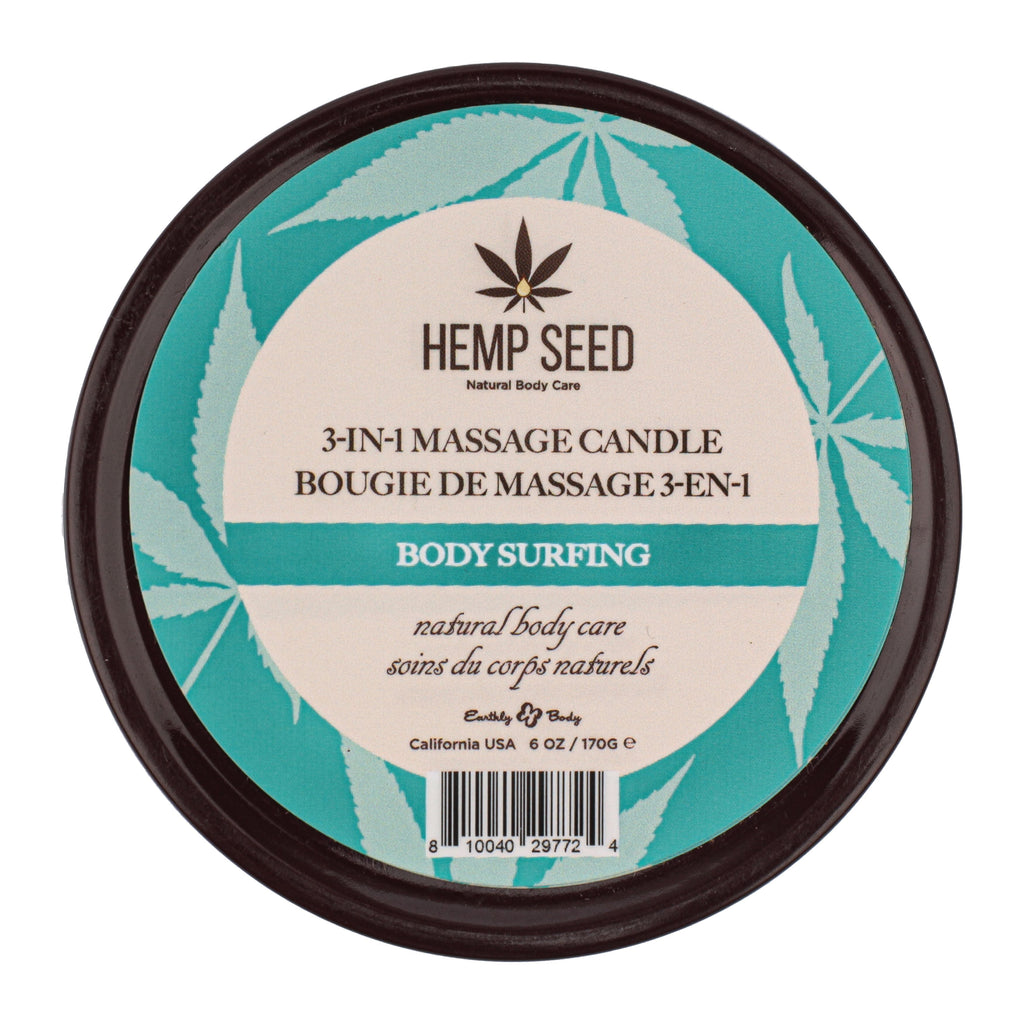 Bougie de massage 3-en-1 à base de graines de chanvre Surfing 6oz