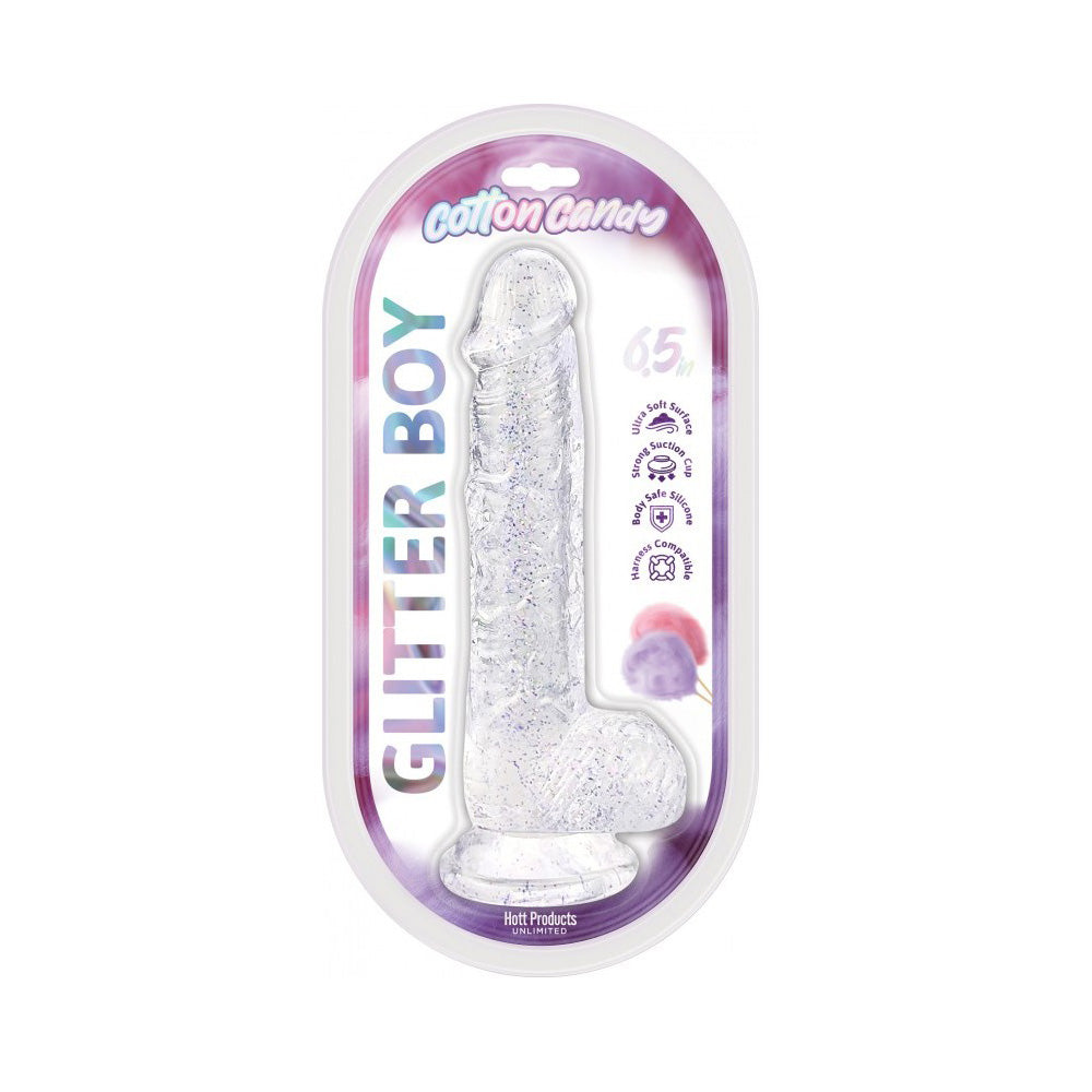 Cotton Candy - Glitter Boy 6" Suction Cup Dildo - Clear