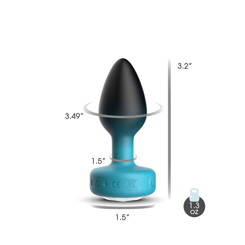 TEAL Ombre - SMALL Cheeky Charms Eluxe Vibrating  Plug With Remote - Clear Gem