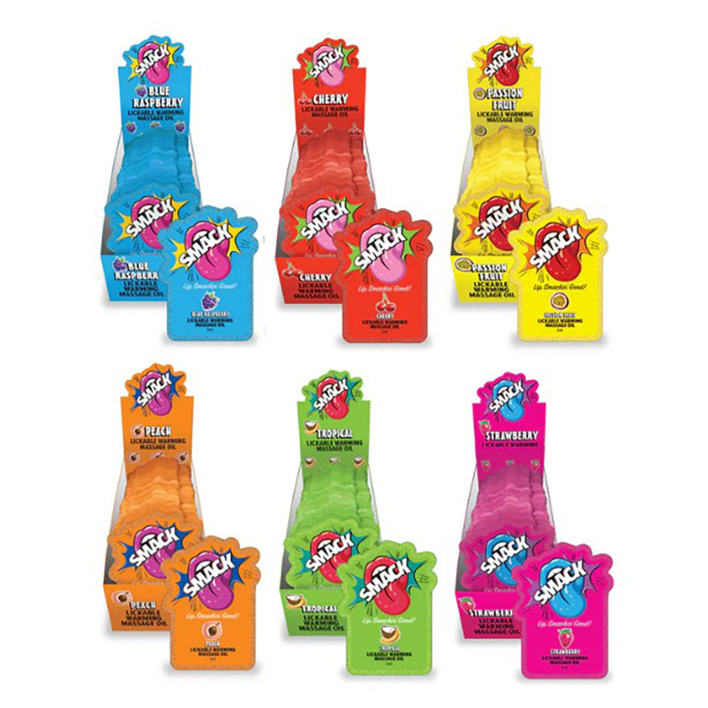 SMACK Warming & Lickable Massage Oil, Tropical 3ML Pouch Display of 36 🏝️