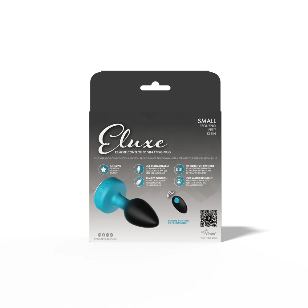 TEAL Ombre - SMALL Cheeky Charms Eluxe Vibrating  Plug With Remote - Clear Gem