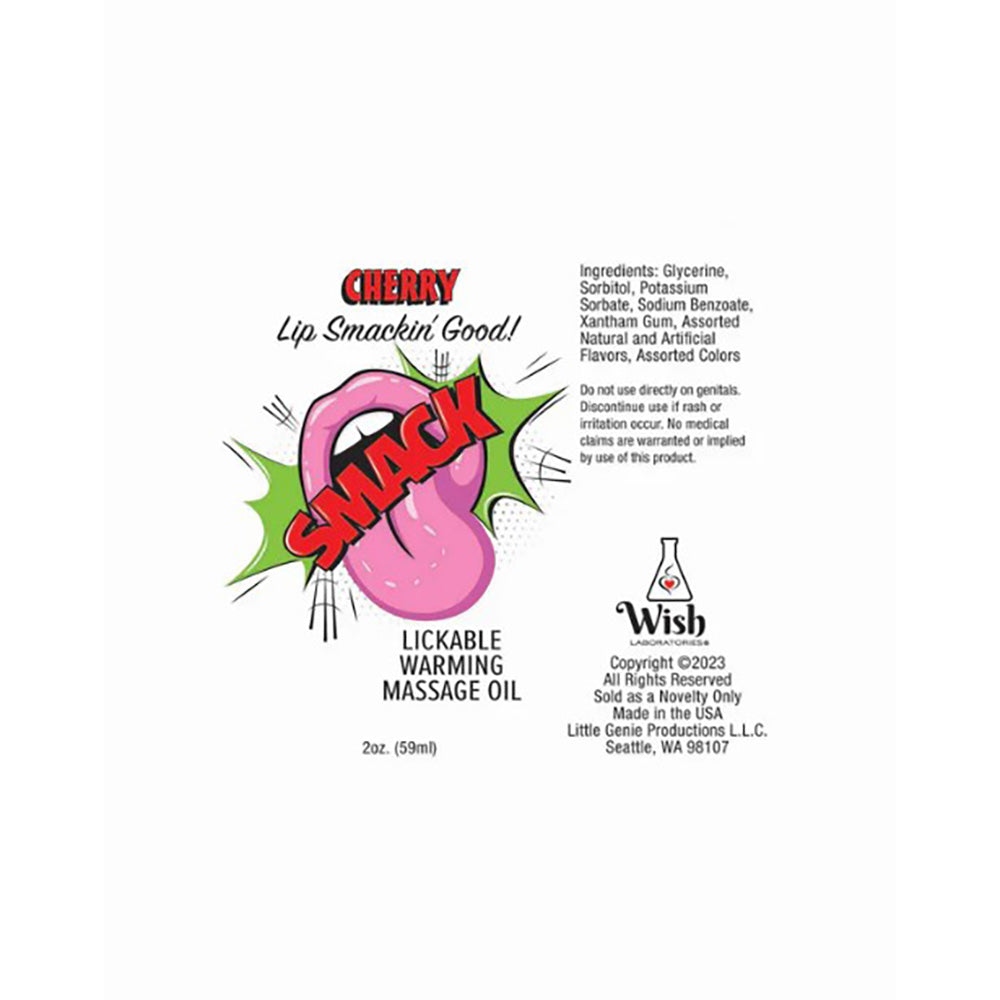 SMACK Warming & Lickable Massage Oil, Cherry 3ML Pouch Display of 36 🍒