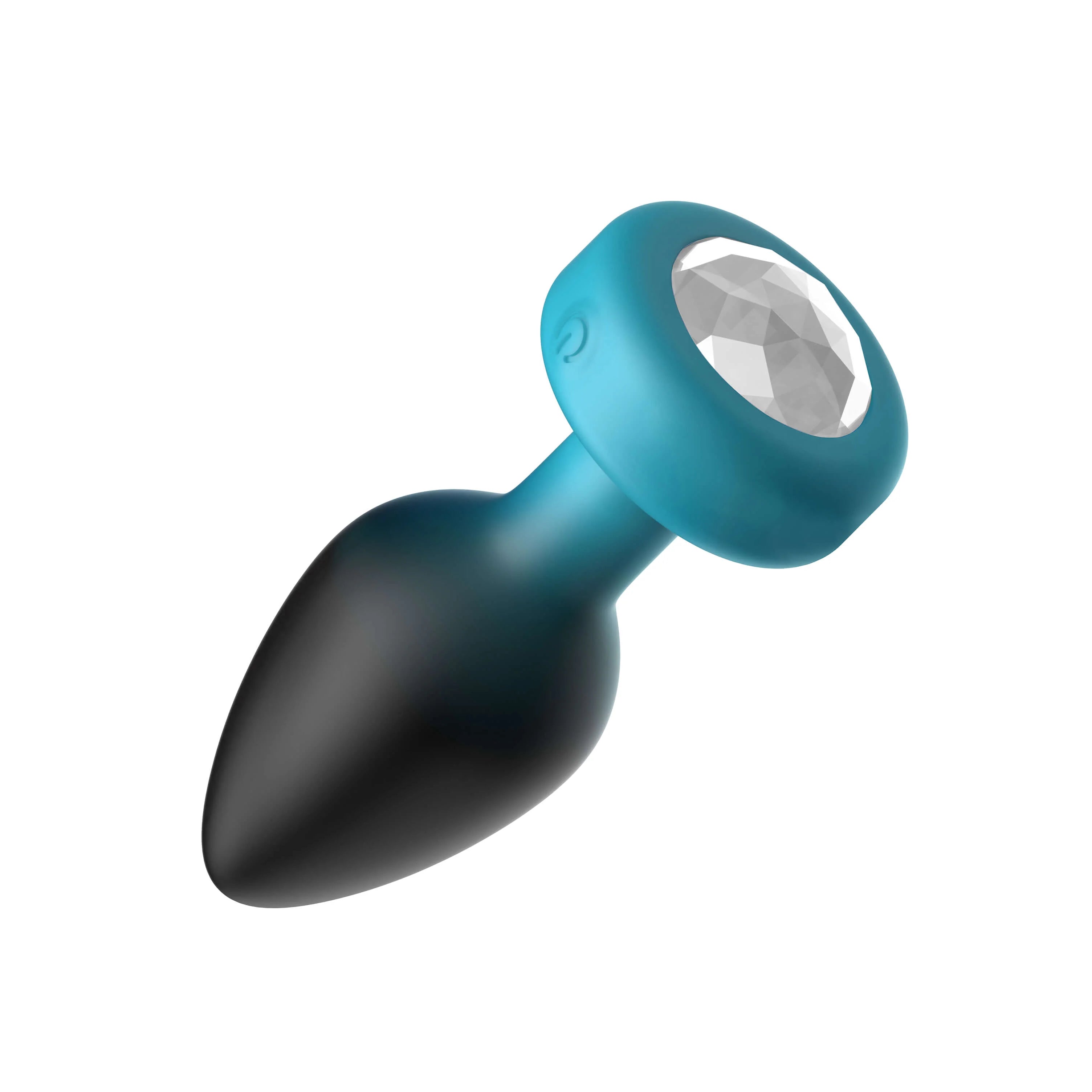 TEAL Ombre - MEDIUM Cheeky Charms Eluxe Vibrating  Plug With Remote - Clear Gem
