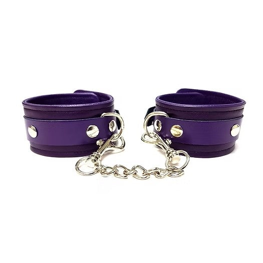 Classic Leather Wrist Cuffs - Purple