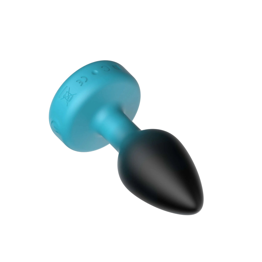 TEAL Ombre - SMALL Cheeky Charms Eluxe Vibrating  Plug With Remote - Clear Gem