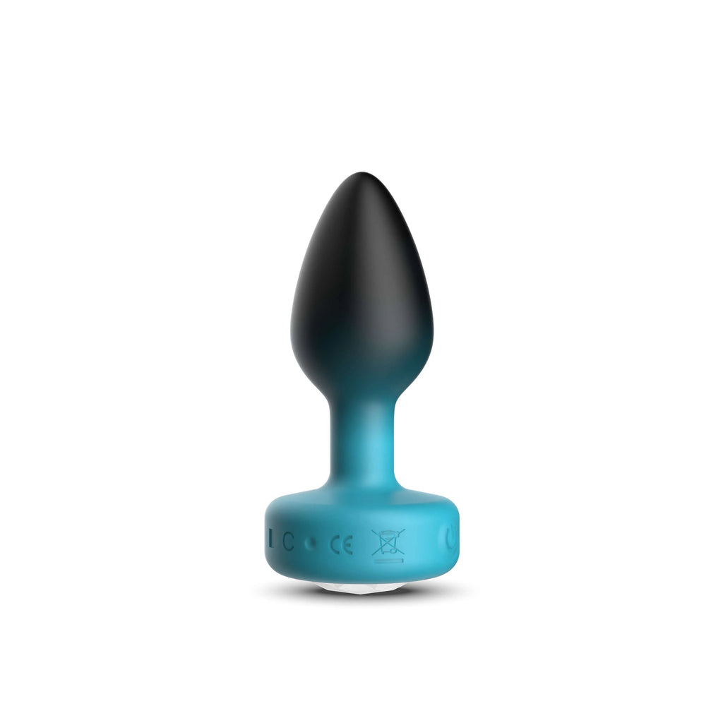 TEAL Ombre - SMALL Cheeky Charms Eluxe Vibrating  Plug With Remote - Clear Gem