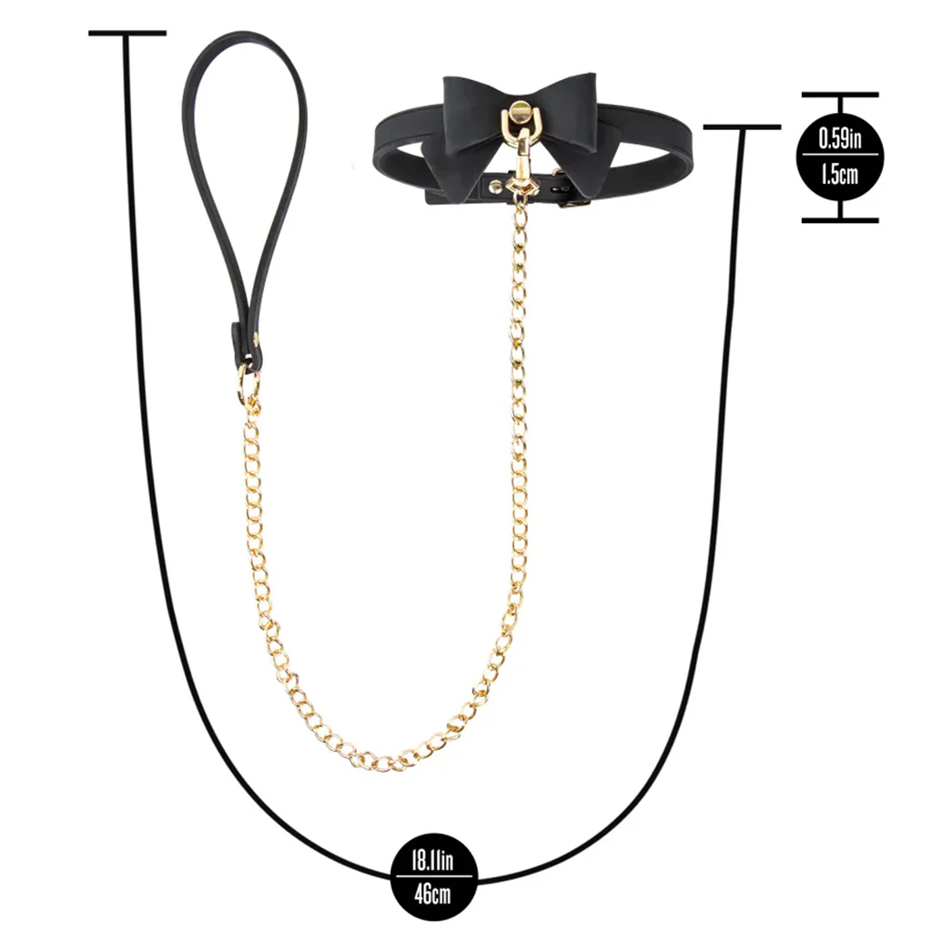 Temptasia Ardor - Silicone Collar & Leash - Black with Bow