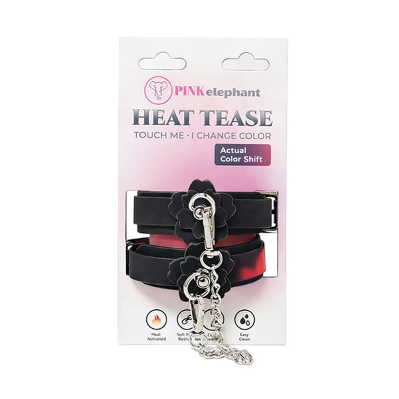 HEAT TEASE - FLOWER CUFFS - BLACK/PINK