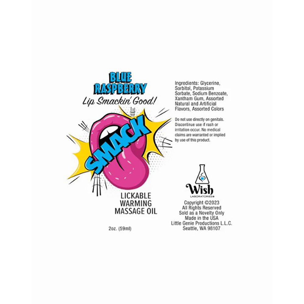 SMACK Warming & Lickable Massage Oil - Blue Raspberry 3ML Pouch Display of 36 🫐