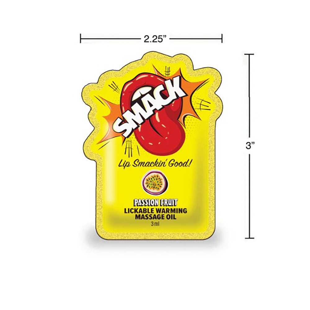 SMACK Warming & Lickable Massage Oil, Passion Fruit 3ML Pouch Display of 36 🏝️