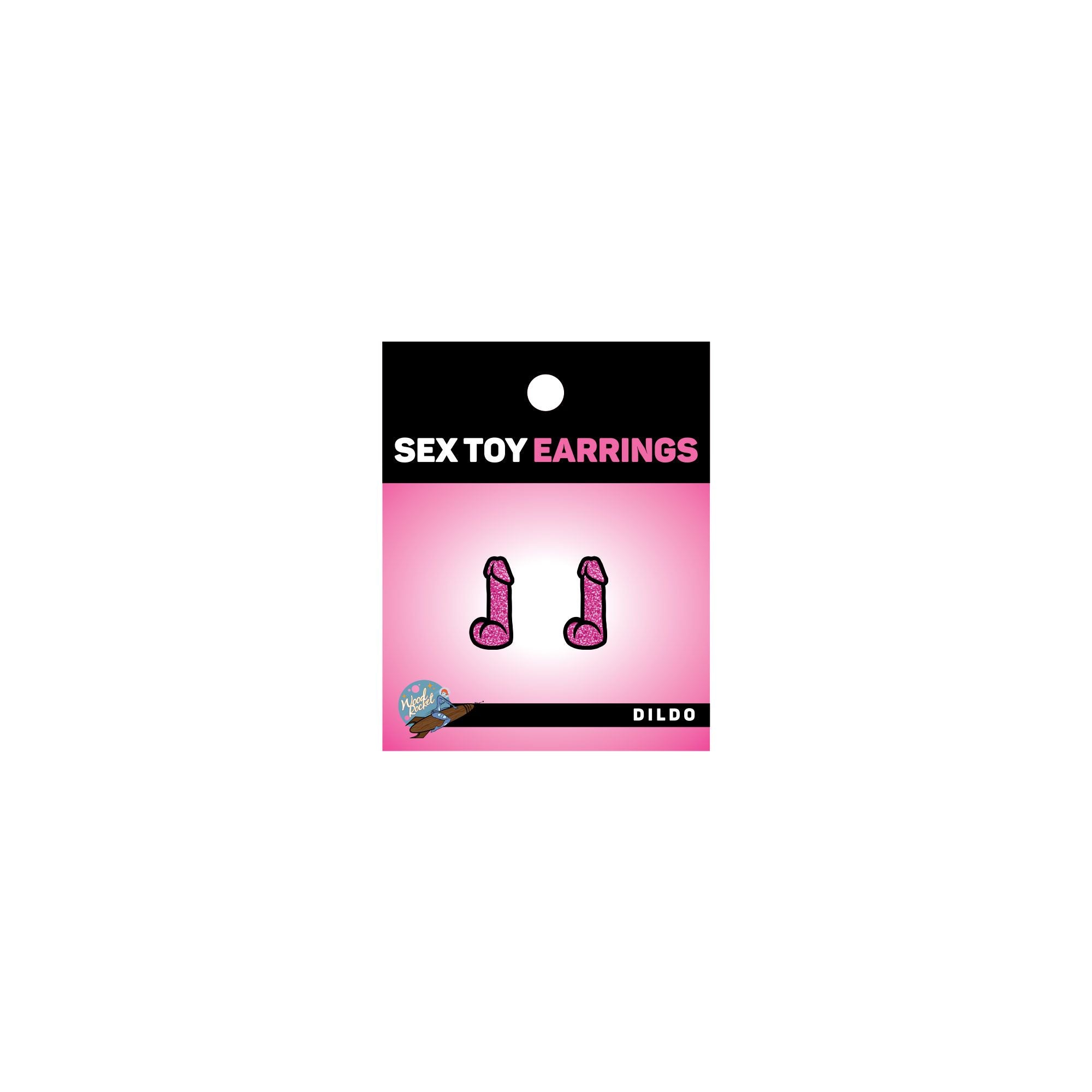 Pink Glitter Dildo Earrings *