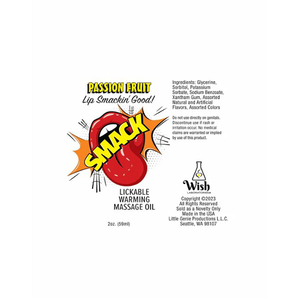 SMACK Warming & Lickable Massage Oil, Passion Fruit 3ML Pouch Display of 36 🏝️