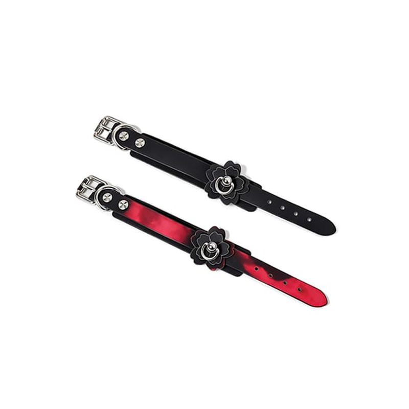 HEAT TEASE - FLOWER CUFFS - BLACK/PINK