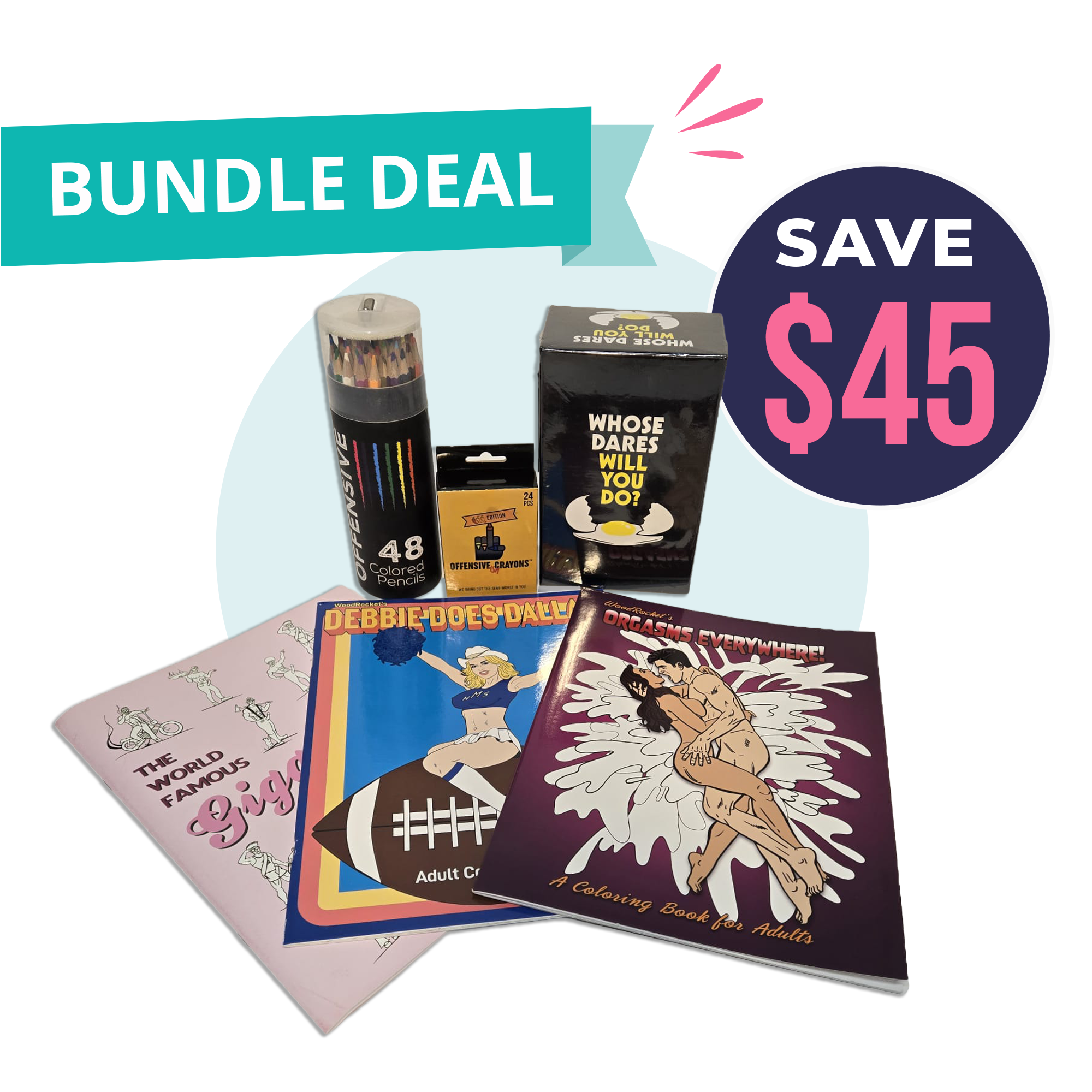 WoodRocket Adult Coloring + Party Game Value Bundle