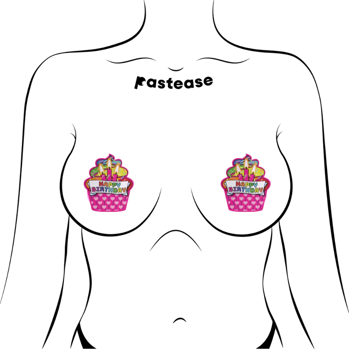 Happy Birthday Cupcake Pasties - Pink Multicolored