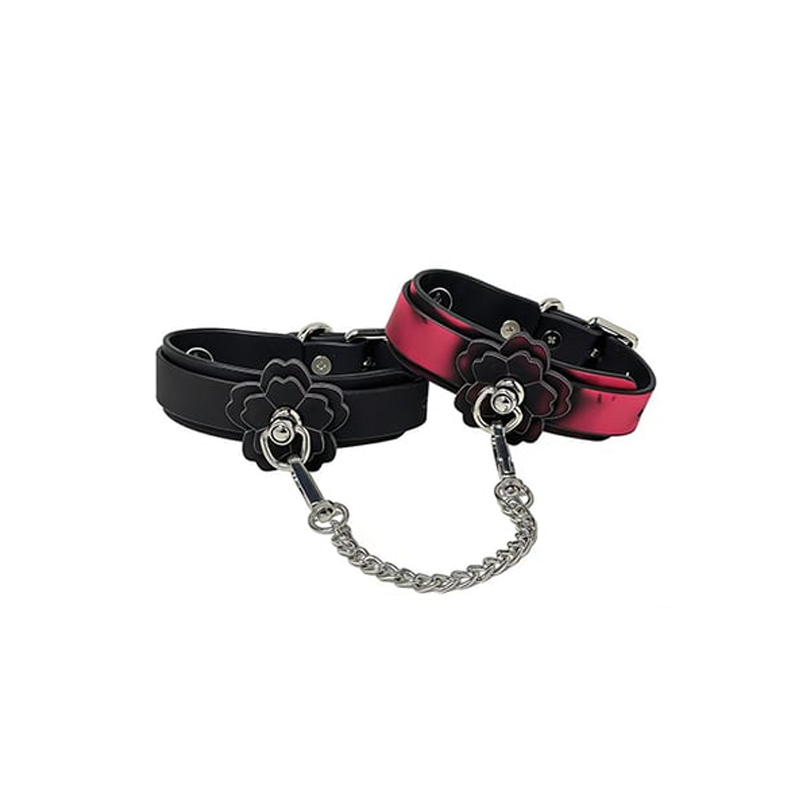 HEAT TEASE - FLOWER CUFFS - BLACK/PINK