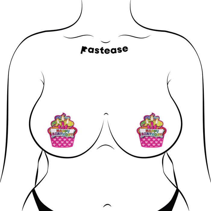 Happy Birthday Cupcake Pasties - Pink Multicolored