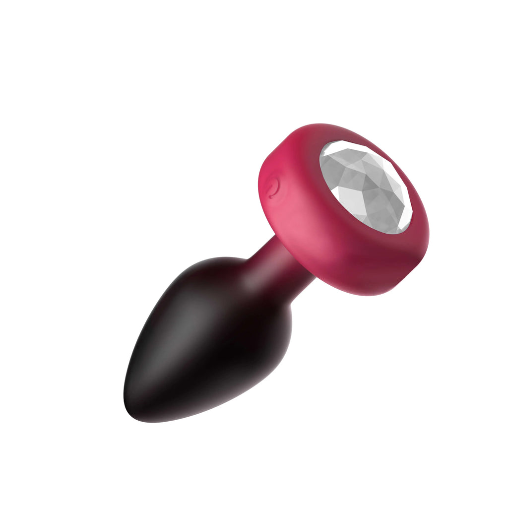 RUBY Ombre - SMALL Cheeky Charms Eluxe Vibrating  Plug With Remote - Clear Gem