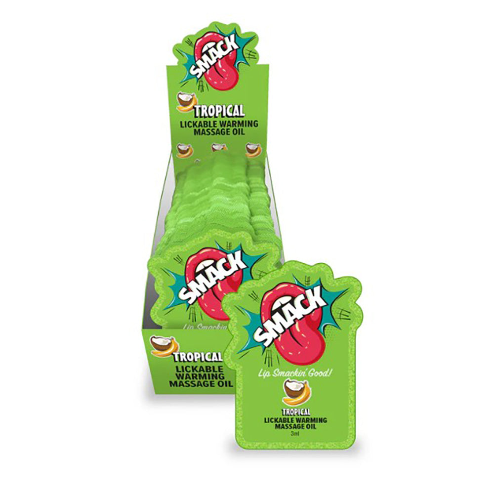 SMACK Warming & Lickable Massage Oil, Tropical 3ML Pouch Display of 36 🏝️