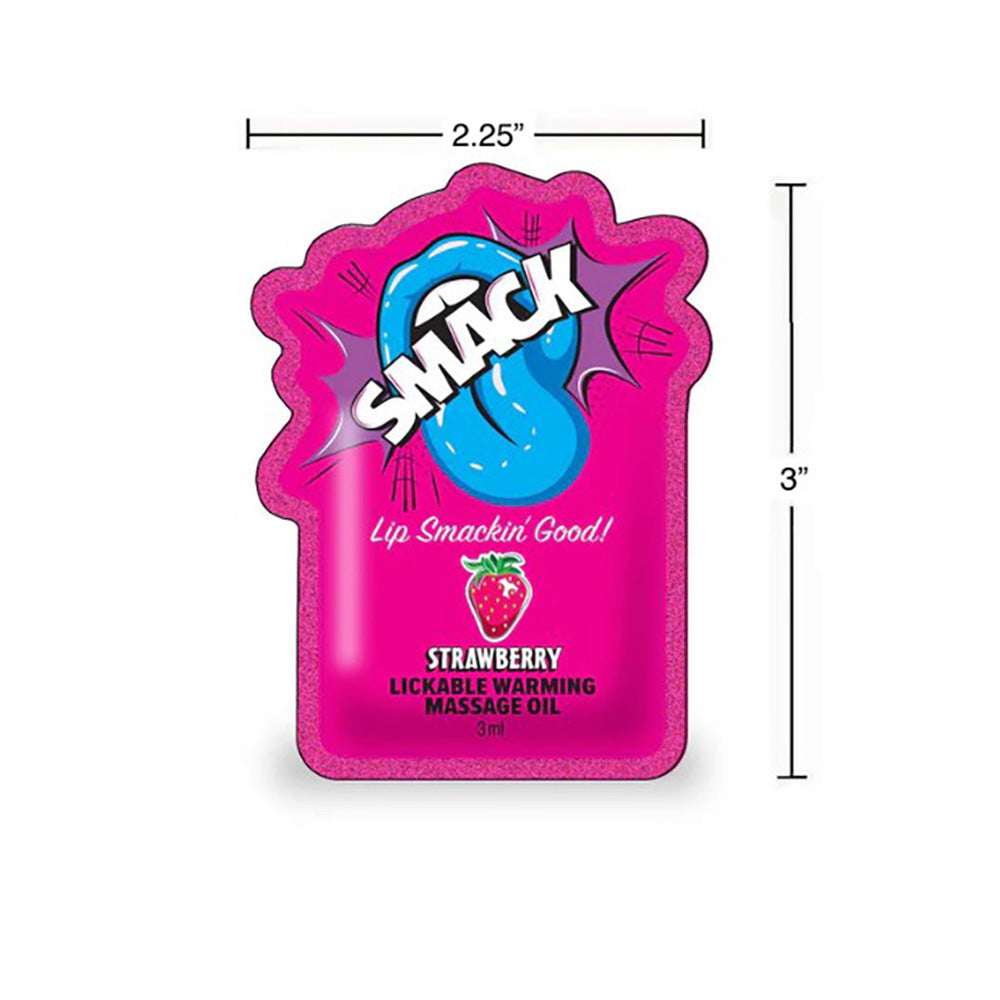 SMACK Warming & Lickable Massage Oil, Strawberry 3ML Pouch Display of 36 🍓