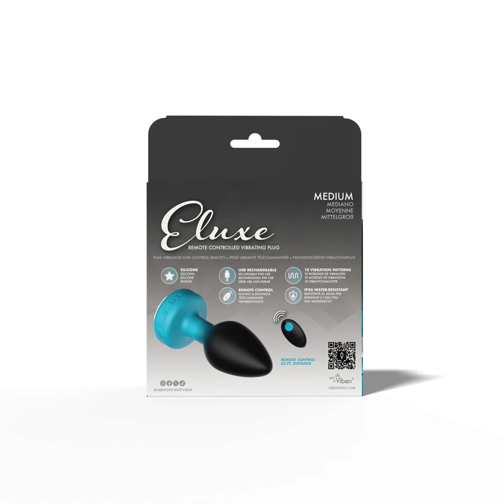 TEAL Ombre - MEDIUM Cheeky Charms Eluxe Vibrating  Plug With Remote - Clear Gem