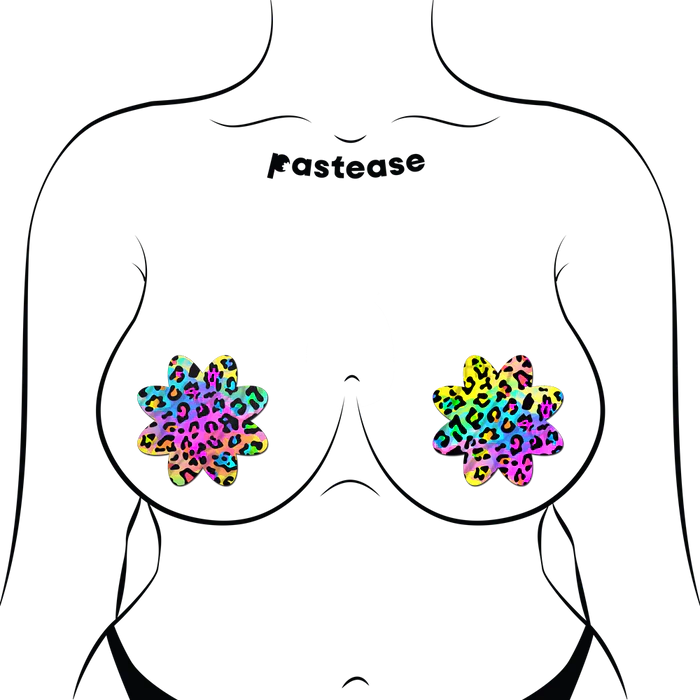 Rainbow Cheetah Leopard Print Petal Breast Pasties
