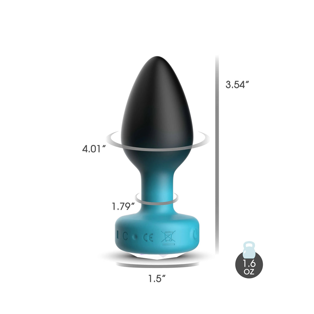 TEAL Ombre - MEDIUM Cheeky Charms Eluxe Vibrating  Plug With Remote - Clear Gem