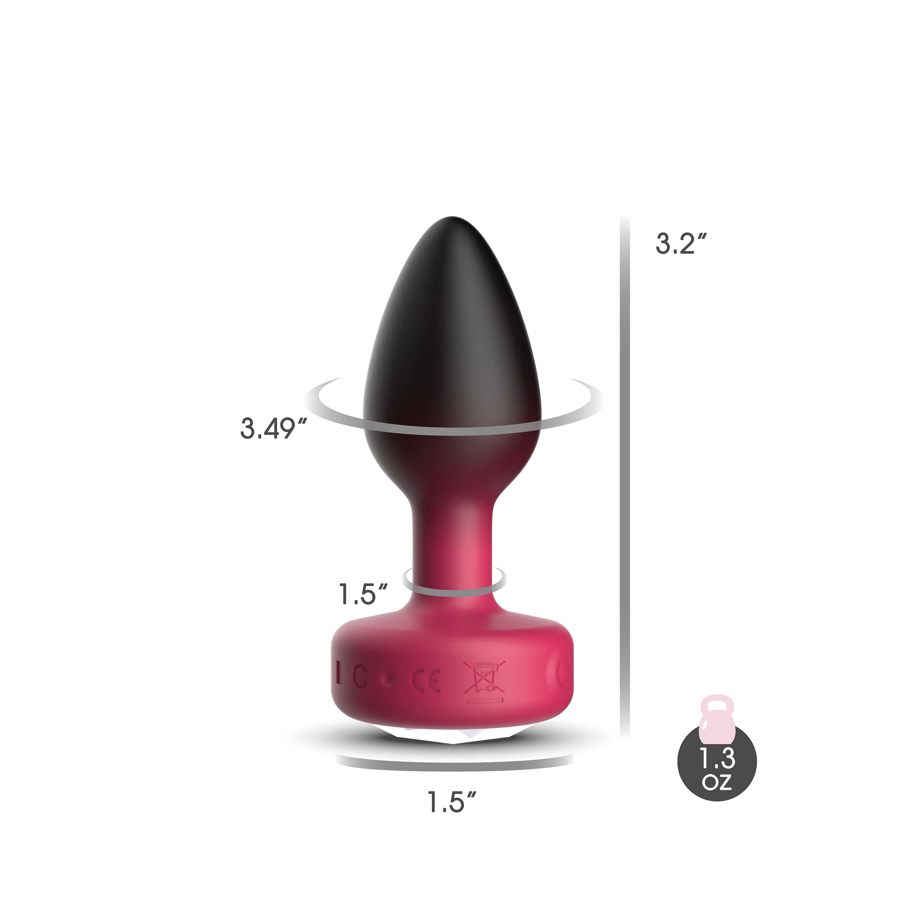 RUBY Ombre - SMALL Cheeky Charms Eluxe Vibrating  Plug With Remote - Clear Gem