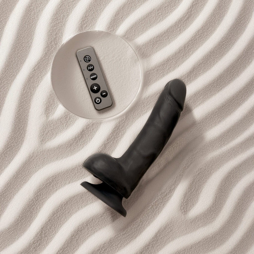 ROTATING & VIBRATING REALISTIC DILDO - L - BLACK