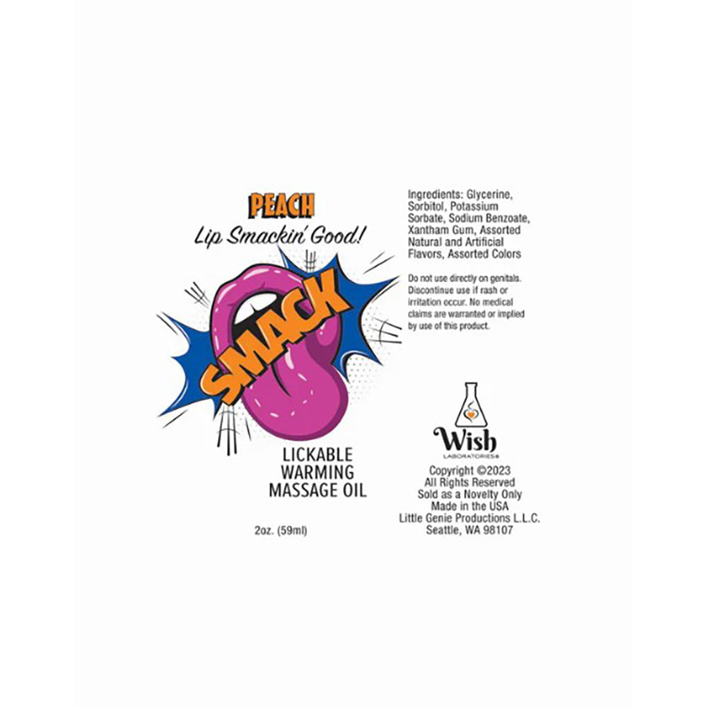 SMACK Warming & Lickable Massage Oil, Peach 3ML Pouch Display of 36 🍑