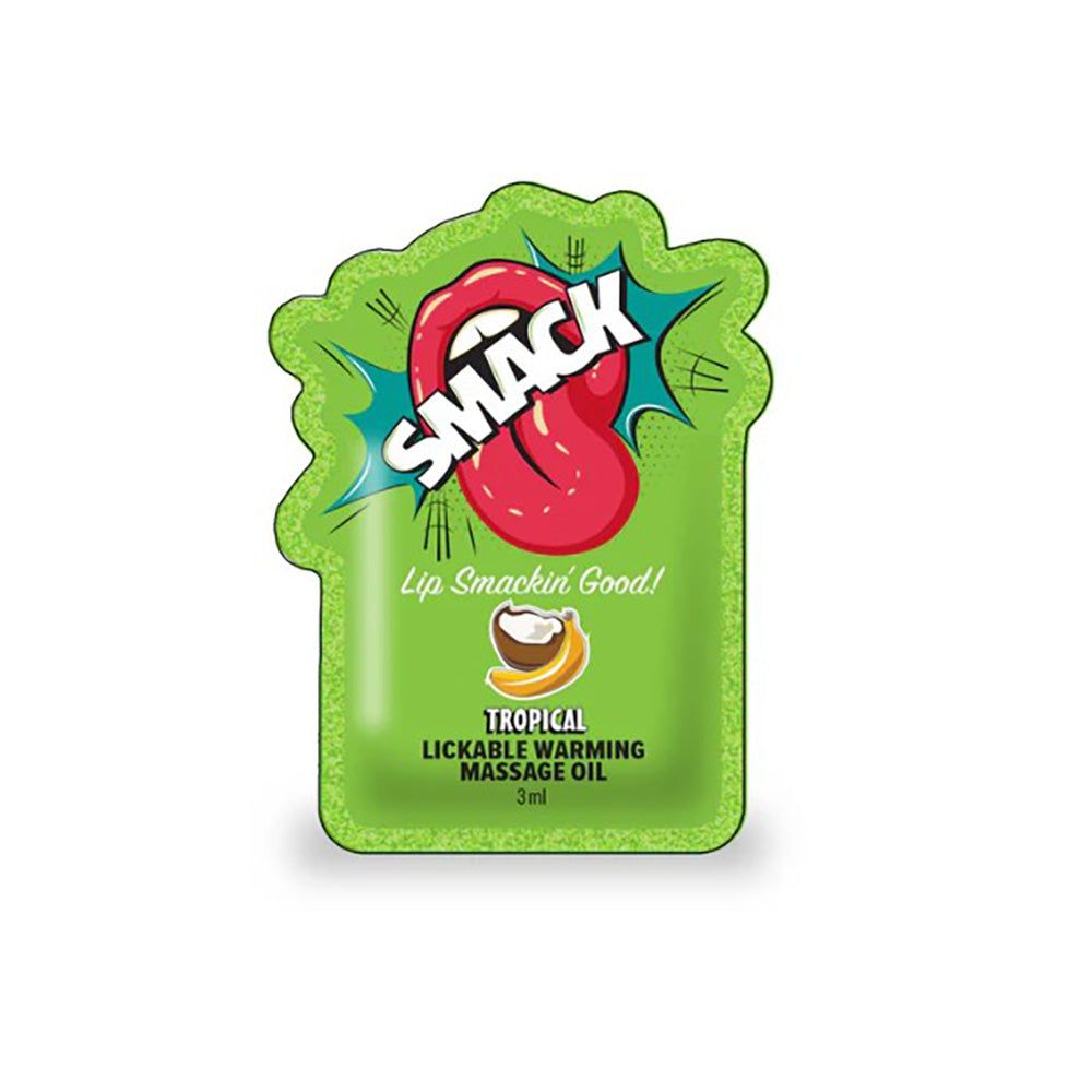 SMACK Warming & Lickable Massage Oil, Tropical 3ML Pouch Display of 36 🏝️