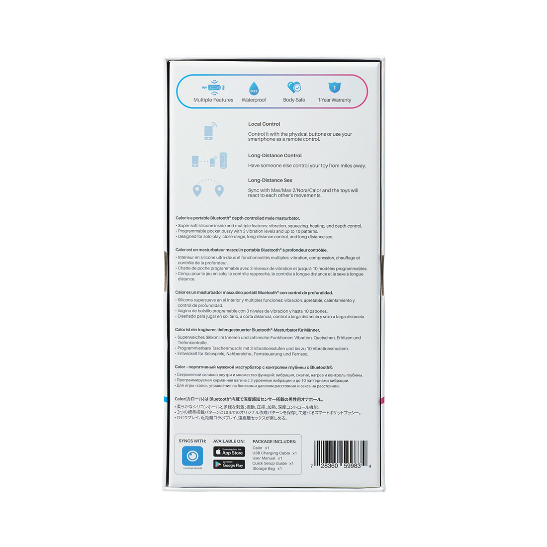 MASTURBATEUR MASCULIN À CONTRÔLE DE PROFONDEUR BLUETOOTH CALOR BY LOVENSE