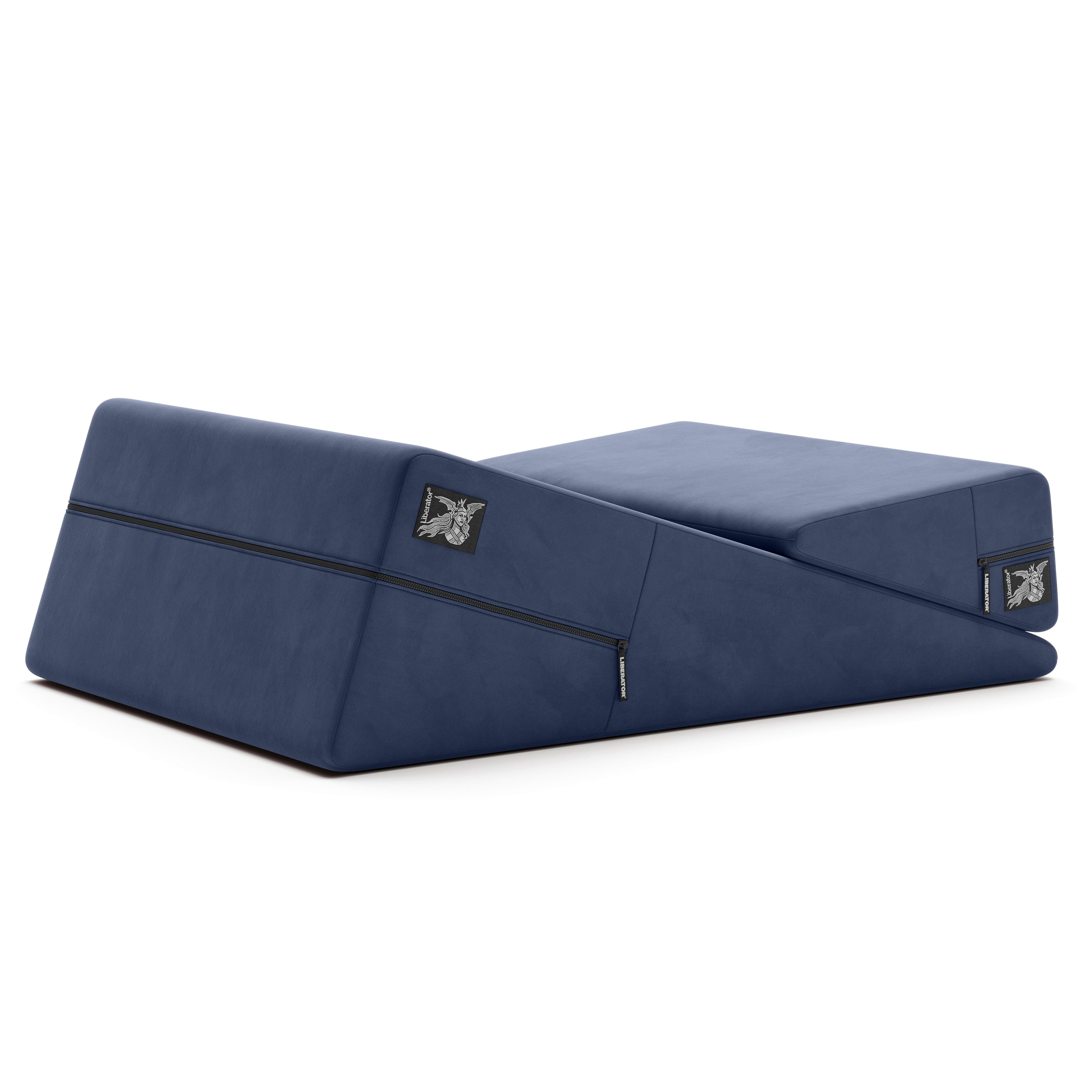Combo Coussin de Positionnement Sexuel Wedge & Ramp, Décor Velours Bleu