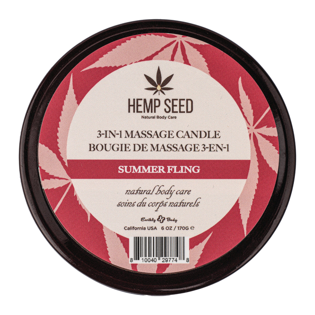 Bougie de massage 3-en-1 à base de graines de chanvre Flirt d'été 6oz