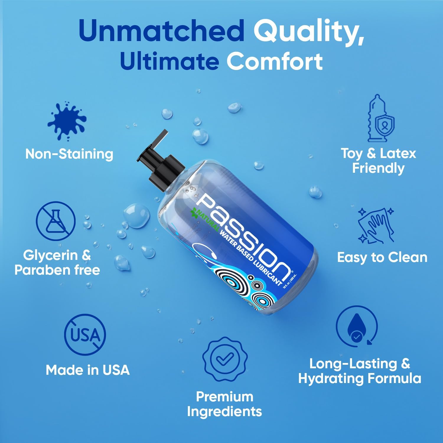 Passion Natural Water-Based Lube - 16oz