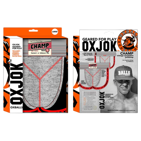 CHAMP, jockstrap en molleton vintage, GRIS CHINÉ, TRÈS TRÈS GRAND