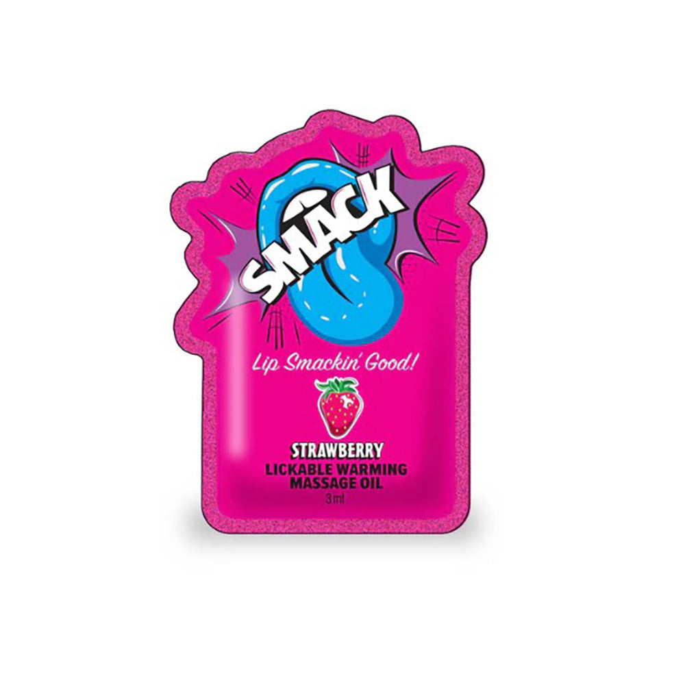 SMACK Warming & Lickable Massage Oil, Strawberry 3ML Pouch Display of 36 🍓