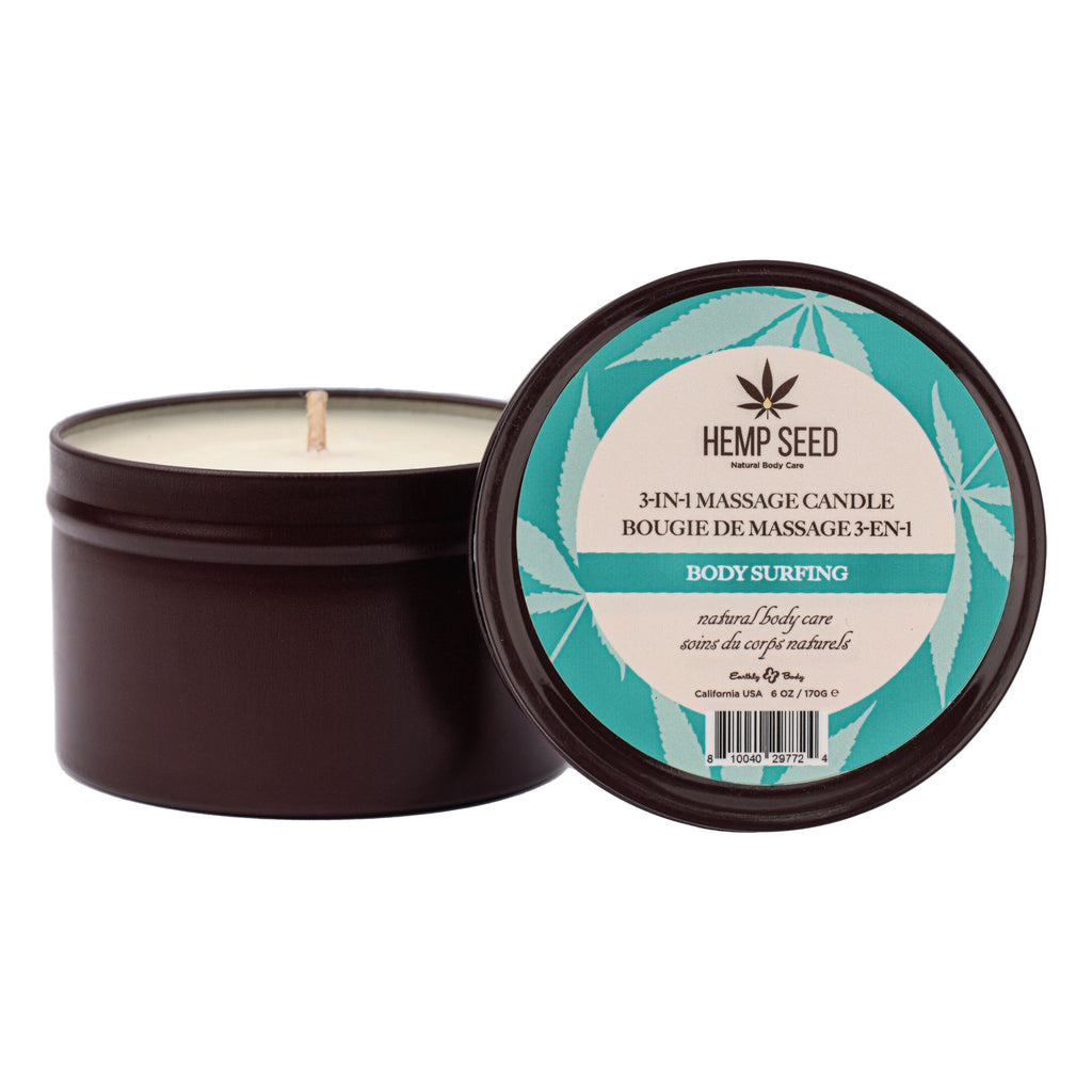 Bougie de massage 3-en-1 à base de graines de chanvre Surfing 6oz