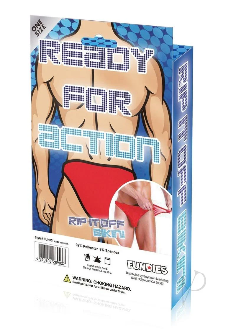 FUNDIES Rip It Off Bikini w/ red satin ribbons - OS - RED