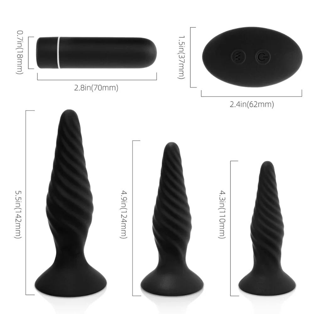 TESTER - Idris R/C Vibrating Anal Plug Set 5pc