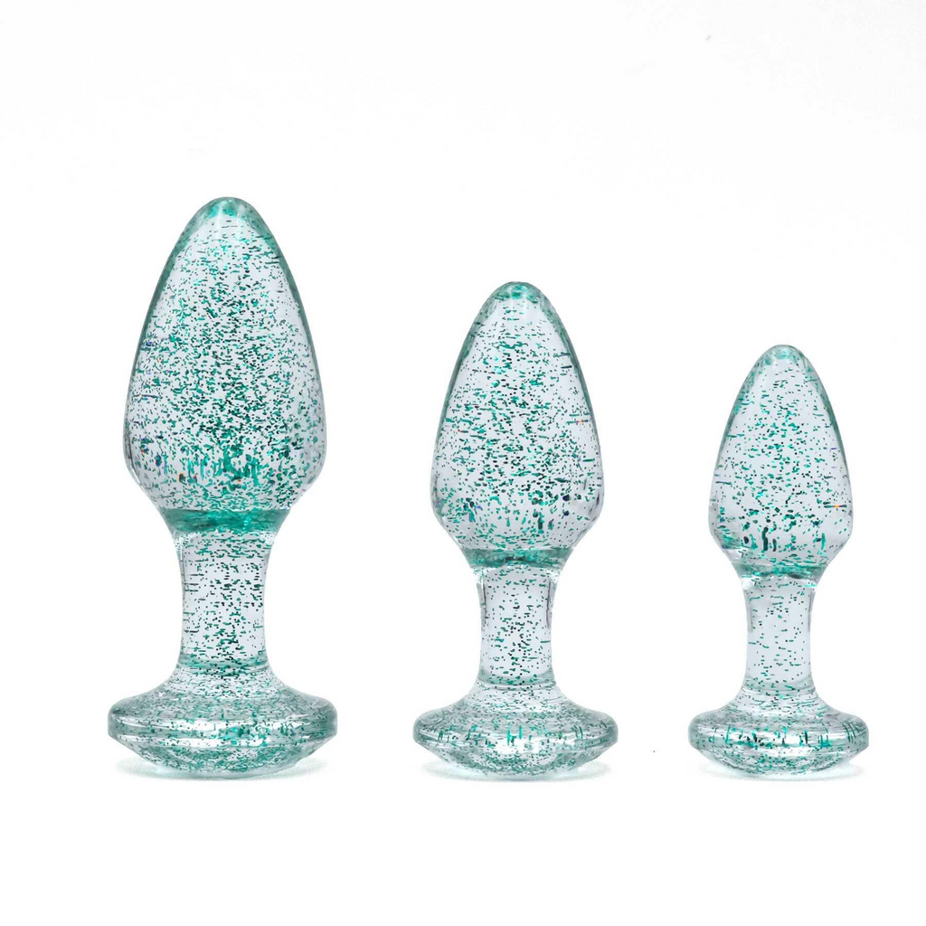 Adam & Eve Glitter Gem Butt Plug Set Blue
