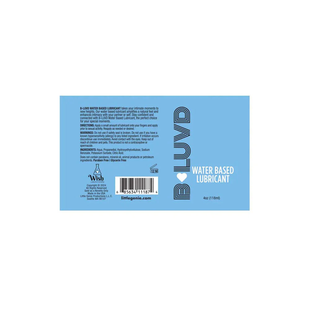 B-Luvd Water-Based Lubricant 4oz