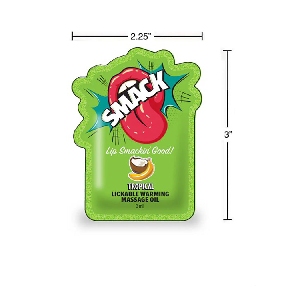 SMACK Warming & Lickable Massage Oil, Tropical 3ML Pouch Display of 36 🏝️