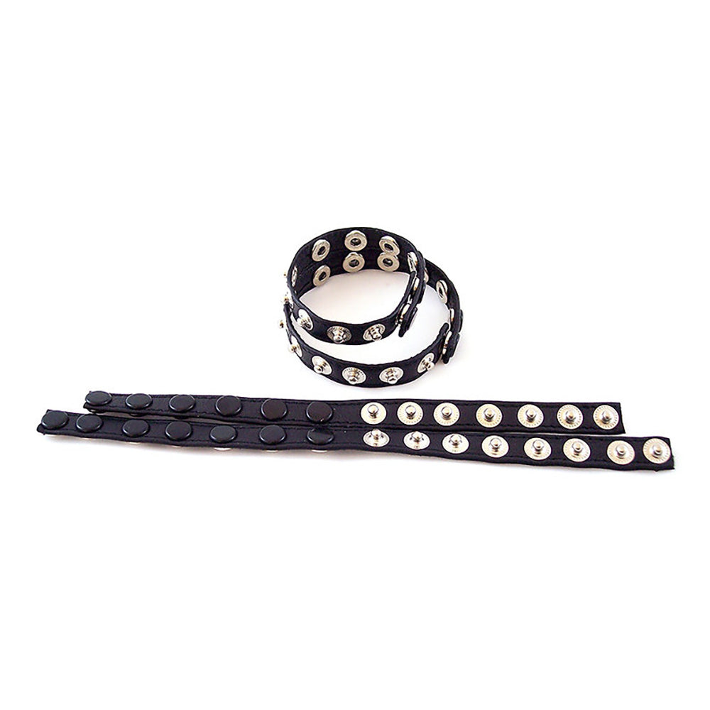 Leather Double Multi Snap Cock Strap / Silver Snap Buttons