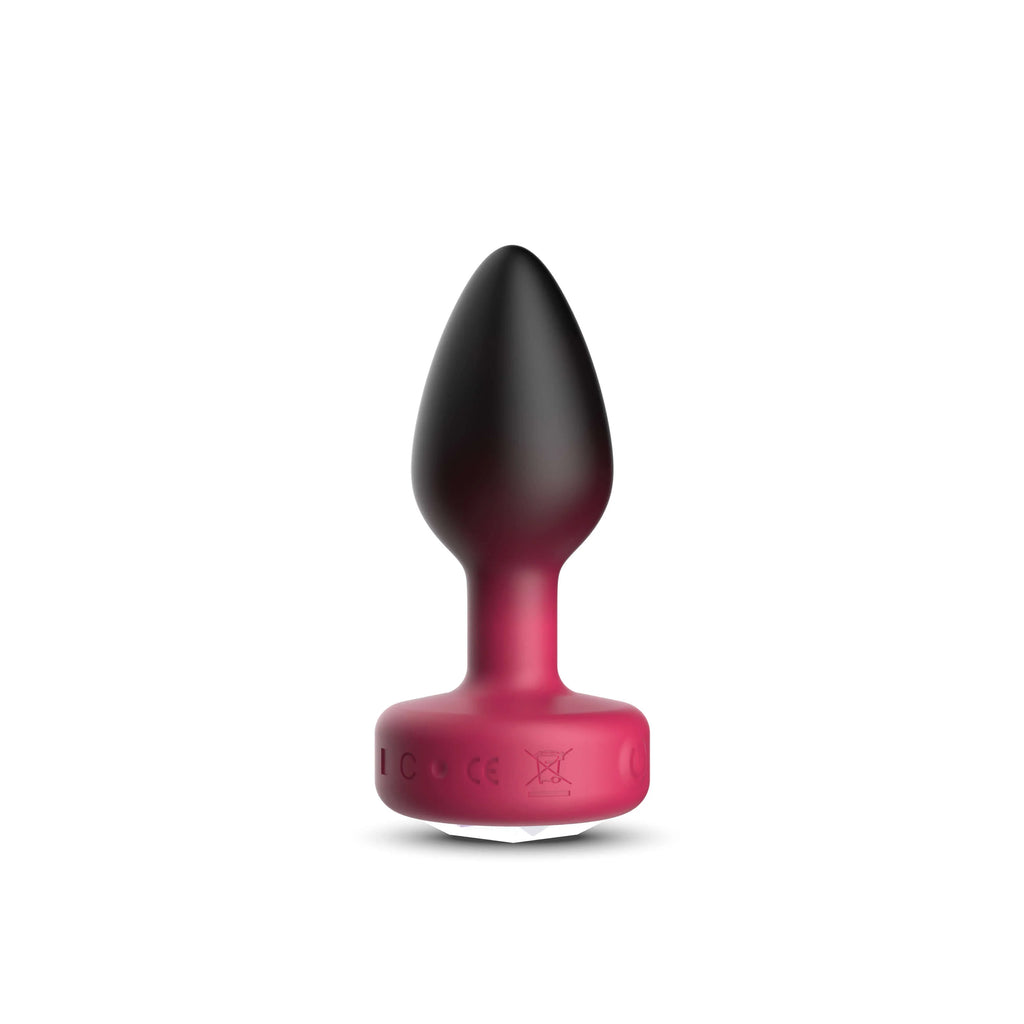 RUBY Ombre - SMALL Cheeky Charms Eluxe Vibrating  Plug With Remote - Clear Gem