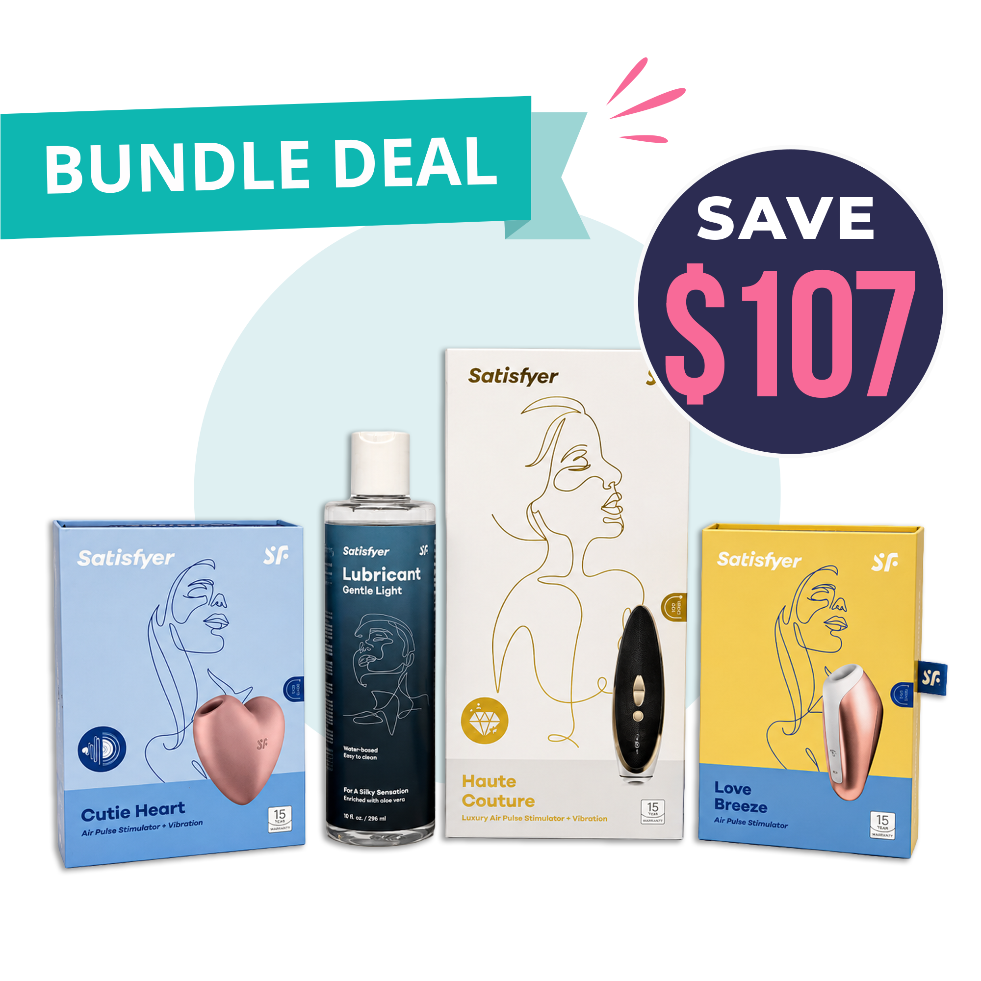 Satisfyer Cutie Heart + Love Breeze + Haute Couture Value Bundle